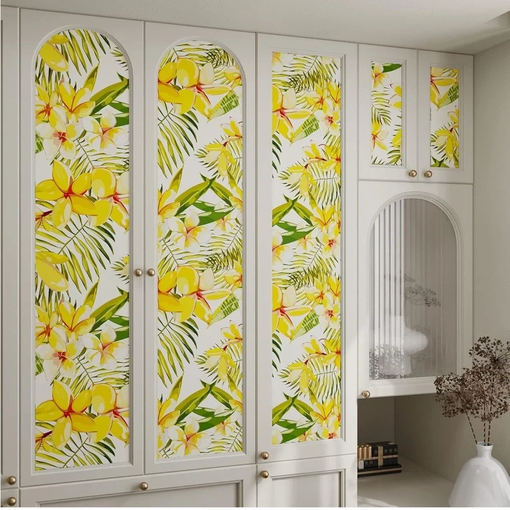 24"x354" Yellow Floral Wallpaper Leaf Peel Stick Contact Removable Self Adhesive - Picture 7 of 8